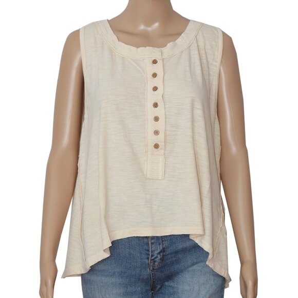 Free People We The Free Henley Top Sleeveless Button Asymmetrical Tank S - Picture 3 of 6
